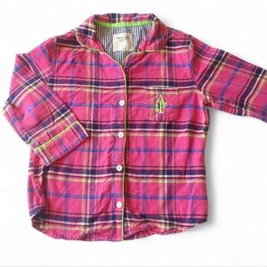 VINTAGE Y2K ABRECROMBIE & FITCH PINK AND LIKE GREEN PLAID SLEEP SHIRT